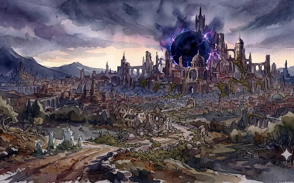 The ruins of Greyhaven after the Long Flood in Year 1,080